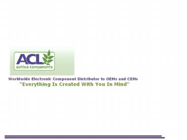 Ashlea Components – Company Overview