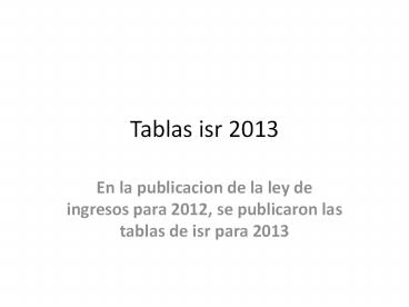 Tarifas isr 2013