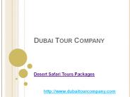 Exciting Desert Safari Tours Packages With Dubai Tour Company