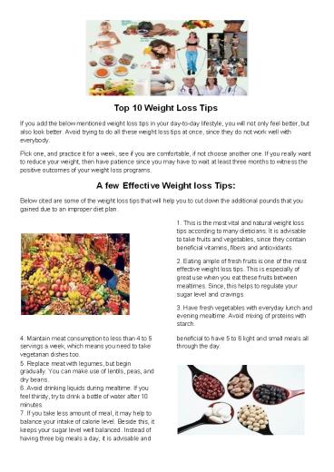 Top 10 Weight Loss Tips