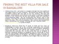 Finding the best villa for sale in Bangalore