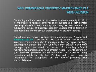 Why commercial property maintenance is a wise decision