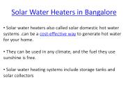 Solar Water Heaters in Bangalore