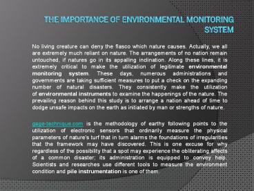 The importance of environmental monitoring system