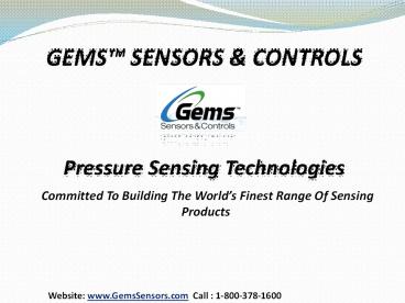 Gems™ Sensors & Controls - Pressure Sensors