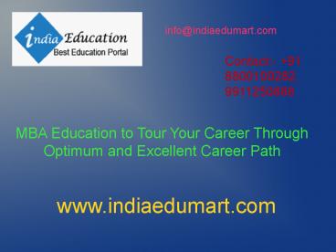 PPT – MBA Education to Tour Your Career Through Optimum and Excellent ...