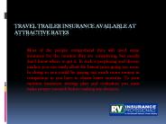 Travel Trailer Insurance Available At Attractive Rates