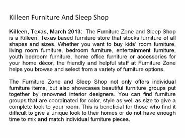 Killeen Furniture And Sleep Shop