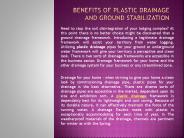 Benefits of plastic drainage and ground stabilization