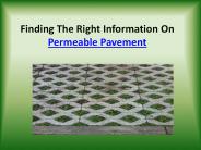 Finding The Right Information On Permeable Pavement