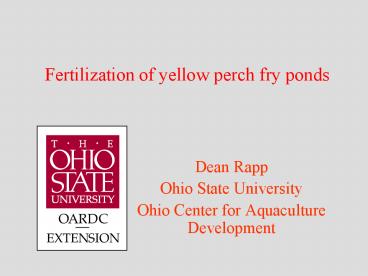 Fertilization of yellow perch fry ponds