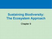 Sustaining Biodiversity: The Ecosystem Approach