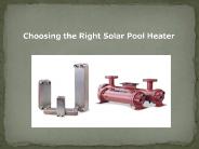Choosing the Right Solar Pool Heater