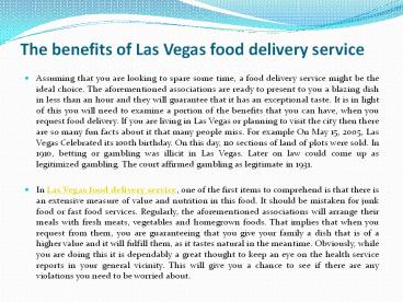 The benefits of Las Vegas food delivery service