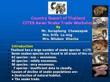 Country Report of Thailand