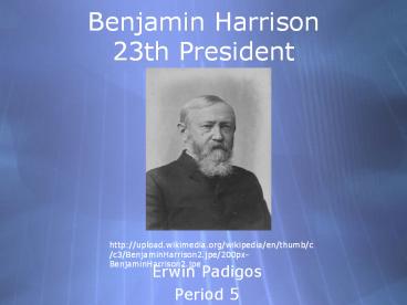 Benjamin Harrison 23th President Erwin Padigos Period 