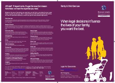 Duncan Lewis (Solicitors) Limited - Family &Child CareLaw
