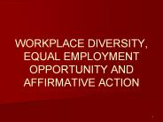 WORKPLACE DIVERSITY, EQUAL EMPLOYMENT OPPORTUNITY AND AFFIRMATIVE ACTION