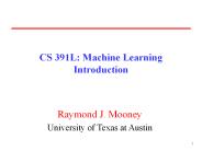 CS 391L: Machine Learning Introduction