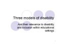 Three models of disability And their relevance to disability PowerPoint PPT Presentation