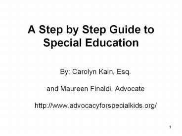 A Step by Step Guide to Special Education
