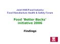 Joint HSE/Food Industry Food Manufacture Health & Safety Forum Food ‘Better Backs’ initiative 2006 Findings PowerPoint PPT Presentation