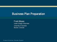 Business Plan Preparation