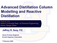 Advanced Distillation Column Modelling and Reactive Distillation