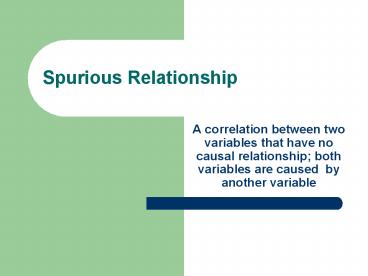 Spurious Relationship