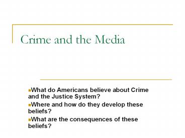 Crime and the Media