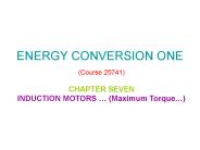 ENERGY CONVERSION ONE (Course 25741)