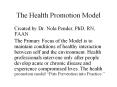 The Health Promotion Model PowerPoint PPT Presentation