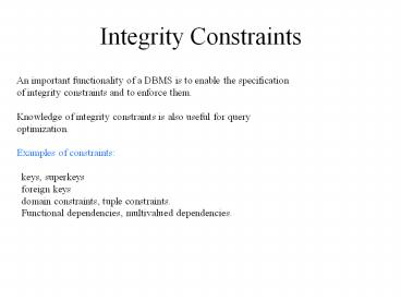 Integrity Constraints