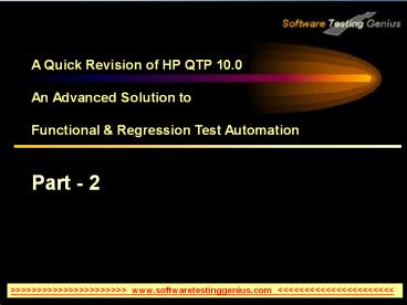 Learn HP QTP 10.0 - Part 2