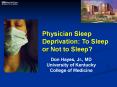 Physician Sleep Deprivation: To Sleep or Not to Sleep? PowerPoint PPT Presentation