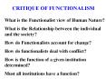CRITIQUE OF FUNCTIONALISM