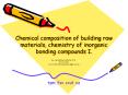 Chemical composition of building raw materials, chemistry of inorganic bonding compounds I. PowerPoint PPT Presentation