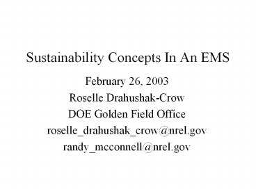 Sustainability Concepts In An EMS