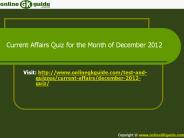 Current Affairs Quiz December 2012
