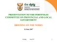 PRESENTATION TO THE PORTFOLIO COMMITTEE ON PROVINCIAL AND LOCAL GOVERNMENT PowerPoint PPT Presentation