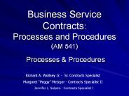 Business Service Contracts:  Processes and Procedures (AM 541)