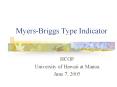 Myers-Briggs Type Indicator PowerPoint PPT Presentation