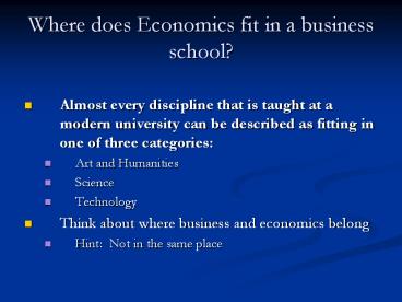 Where does Economics fit in a business school?