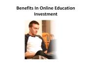 Benefits In Online Education Investment