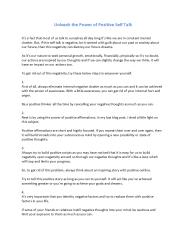 Unleash the Power of Positive Self Talk