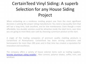 Siding and Eavestrough