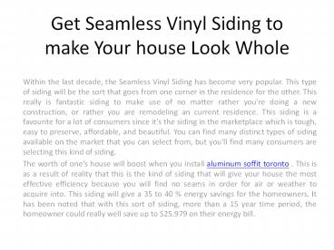 Toronto Aluminum Siding installer