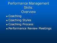 Performance Management Skills: Overview