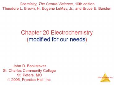 Chapter 20 Electrochemistry (modified for our needs)