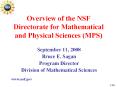 Overview of the NSF Directorate for Mathematical and Physical Sciences (MPS) PowerPoint PPT Presentation